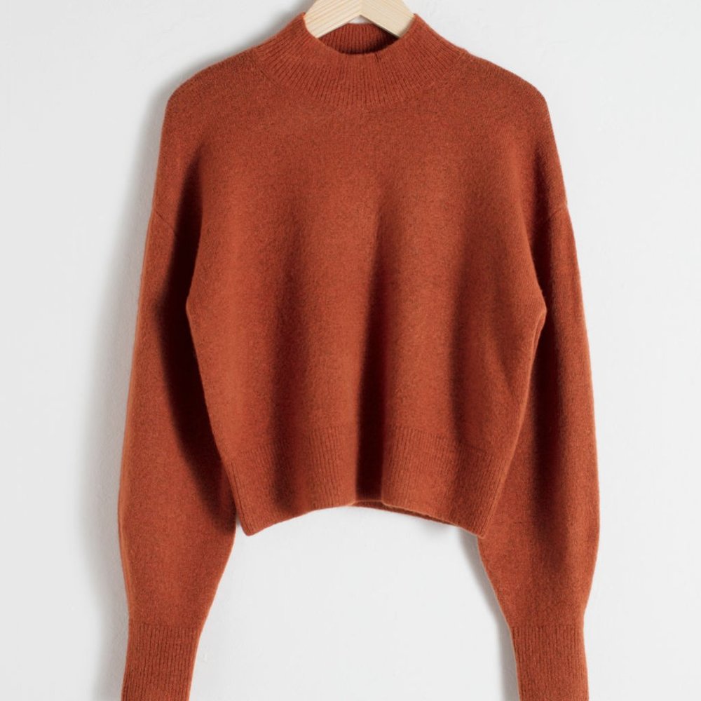 NWT: & Other Stories Mock Neck Sweater, Rust, S